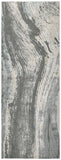 8' Gray Ivory And Blue Abstract Runner Rug