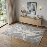 4' X 6' Gray and Ivory Abstract Power Loom Area Rug