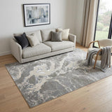 5' X 8' Gray and Ivory Abstract Power Loom Area Rug