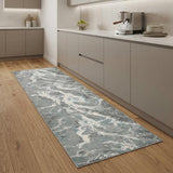 8' Gray and Ivory Abstract Power Loom Runner Rug
