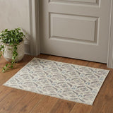 2' X 3' Gray and Ivory Wool Floral Hand Knotted Area Rug