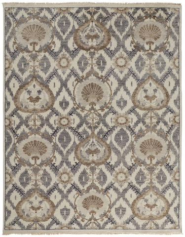 8' X 10' Taupe Beige And Ivory Abstract Washable Indoor Outdoor Area Rug