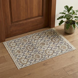 2' X 3' Gray and Ivory Wool Floral Hand Knotted Area Rug