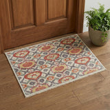 2' X 3' Orange and Ivory Wool Floral Hand Knotted Area Rug