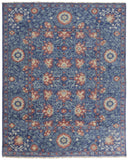 2' X 3' Blue and Beige Wool Floral Hand Knotted Area Rug