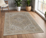 4' X 6' Brown And Ivory Medallion Distressed Area Rug