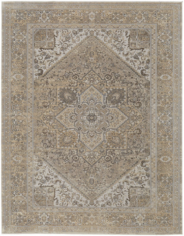2' X 3' Brown And Ivory Medallion Distressed Area Rug