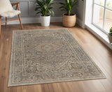 4' X 6' Tan Brown And Gray Medallion Distressed Area Rug