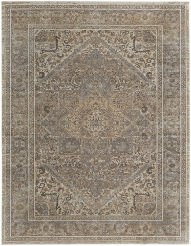 4' X 6' Tan Brown And Gray Medallion Distressed Area Rug