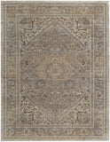 5' X 8' Tan Brown And Ivory Floral Power Loom Distressed Area Rug