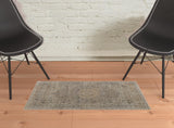 2' X 3' Tan Brown And Gray Medallion Distressed Area Rug