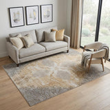 5' X 8' Tan And Gray Medallion Area Rug