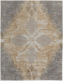 5' X 8' Tan and Gray Floral Power Loom Non Skid Area Rug