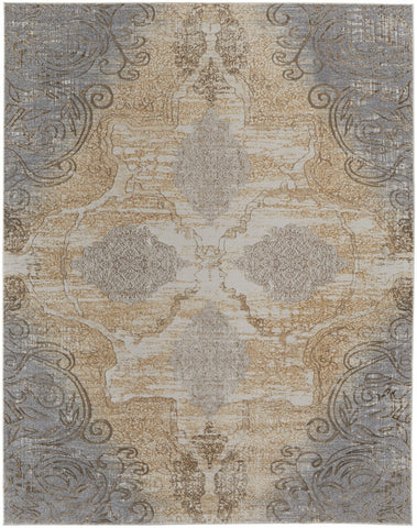 2' X 3' Tan And Gray Medallion Area Rug