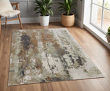 4' X 6' Beige Bronze And Black Abstract Area Rug
