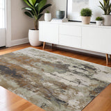 4' X 6' Beige Bronze And Black Abstract Area Rug