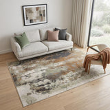 5' X 8' Beige Bronze And Black Abstract Area Rug
