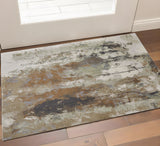 2' X 3' Beige Bronze And Black Abstract Area Rug