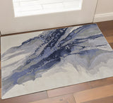 2' X 3' Blue Gray And Ivory Abstract Area Rug