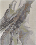 3' X 5' Ivory And Beige Abstract Shag Washable Area Rug With UV Protection