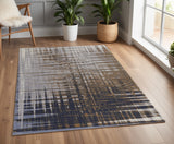 4' X 6' Blue Orange And Gray Abstract Area Rug