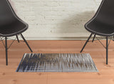 2' X 3' Blue Orange And Gray Abstract Area Rug