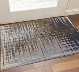 2' X 3' Blue Orange And Gray Abstract Area Rug