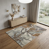 4' X 6' Gray and Brown Marble Power Loom Area Rug