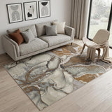 5' X 8' Gray and Brown Marble Power Loom Area Rug