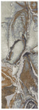 8' Gray And Brown Marble Runner Rug