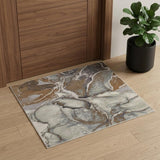 2' X 3' Gray and Brown Marble Power Loom Area Rug