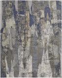 3' X 5' Blue And Ivory Wool Abstract Hand Tufted Area Rug