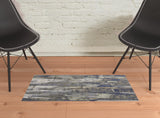 2' X 3' Blue Gray And Tan Abstract Distressed Area Rug