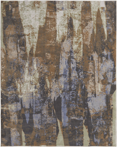 8' X 10' Fern Green Abstract Washable Non Skid Indoor Outdoor Area Rug