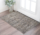 2' X 3' Gray Brown And Beige Wool Abstract Hand Knotted Area Rug
