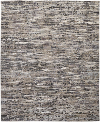 2' X 3' Gray Brown And Beige Wool Abstract Hand Knotted Area Rug