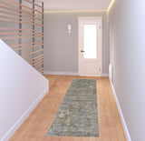 8' Brown And Gray Wool Abstract Hand Knotted Runner Rug