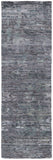 8' Blue and Gray Wool Abstract Hand Knotted Runner Rug