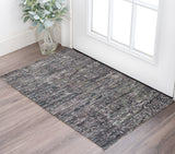 2' X 3' Blue and Gray Wool Abstract Hand Knotted Area Rug