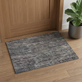 2' X 3' Blue and Gray Wool Abstract Hand Knotted Area Rug