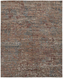 2' X 3' Blue and Red Wool Abstract Hand Knotted Area Rug