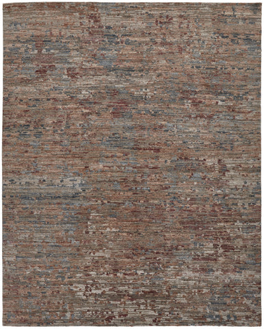 2' X 3' Blue and Red Wool Abstract Hand Knotted Area Rug