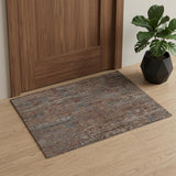 2' X 3' Blue and Red Wool Abstract Hand Knotted Area Rug