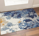 2' X 3' Blue Copper And Ivory Wool Floral Hand Tufted Area Rug