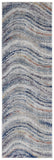 8' Blue and Gray Abstract Power Loom Runner Rug