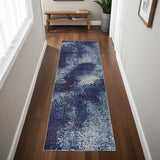 8' Blue and Purple Abstract Power Loom Runner Rug