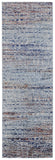 10' Ivory Blue and Orange Abstract Power Loom Runner Rug