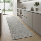 8' Gray And Ivory Abstract Hand Woven Runner Rug