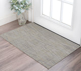 2' X 3' Gray and Ivory Abstract Hand Woven Area Rug