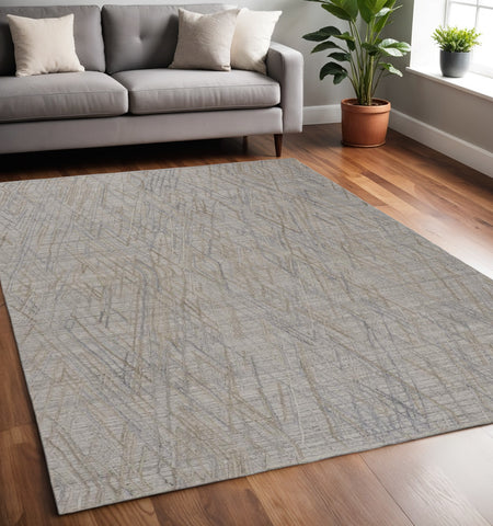 5' X 8' Gray And Blue Abstract Hand Woven Area Rug